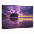 Cliffs Wall Art – Purple Sunset Reflections Over Coastal Rock Formations