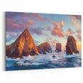 Scenic Cliffs Artwork – Vibrant Sunset Over Ocean Rock Formations