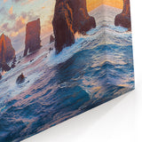 Scenic Cliffs Artwork – Vibrant Sunset Over Ocean Rock Formations