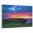 Scenic Cliffs Artwork – Peaceful Sunset Over Verdant Coastal Cliffs