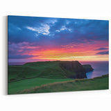 Scenic Cliffs Artwork – Peaceful Sunset Over Verdant Coastal Cliffs