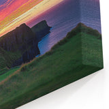 Scenic Cliffs Artwork – Peaceful Sunset Over Verdant Coastal Cliffs