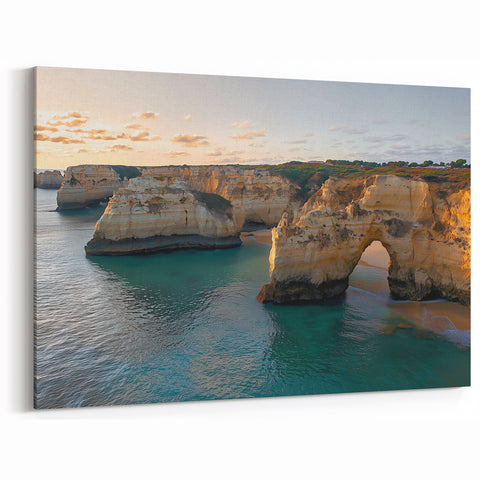 Cliffs Framed Print with Sunset Glow – Scenic Coastal Landscape Wall Art