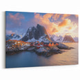 Arctic Cliffs Framed Print with Sunset – Serene Nordic Landscape