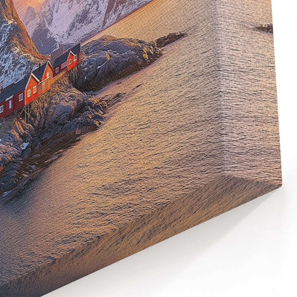 Arctic Cliffs Framed Print with Sunset – Serene Nordic Landscape