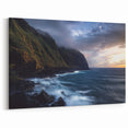 Misty Coastal Cliffs Canvas Art – Serene Ocean Landscape Painting