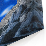Starry Night Rocky Cliffs Canvas Art – Ethereal Night Landscape Painting