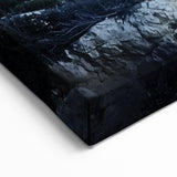 Starry Sky Rocky Cliffs Canvas Art – Serene Night Landscape Painting