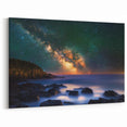 Milky Way Coastal Cliffs Canvas Art – Majestic Night Landscape Painting