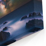 Milky Way Over Coastal Rocks Canvas Art – Celestial Night Landscape
