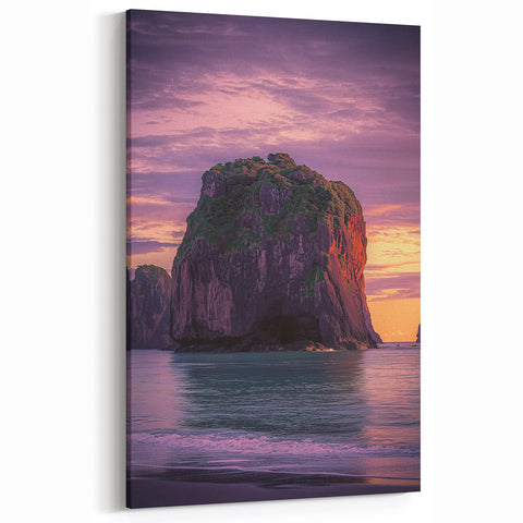Cliffs Canvas Art - Dramatic Coastal Sunset Wall Decor