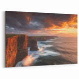 Cliffs Canvas Art - Majestic Sunset Over Coastal Cliffs Wall Decor