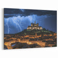 Lightning Strikes Castle Wall Art – Dramatic Medieval Nightscape Prints
