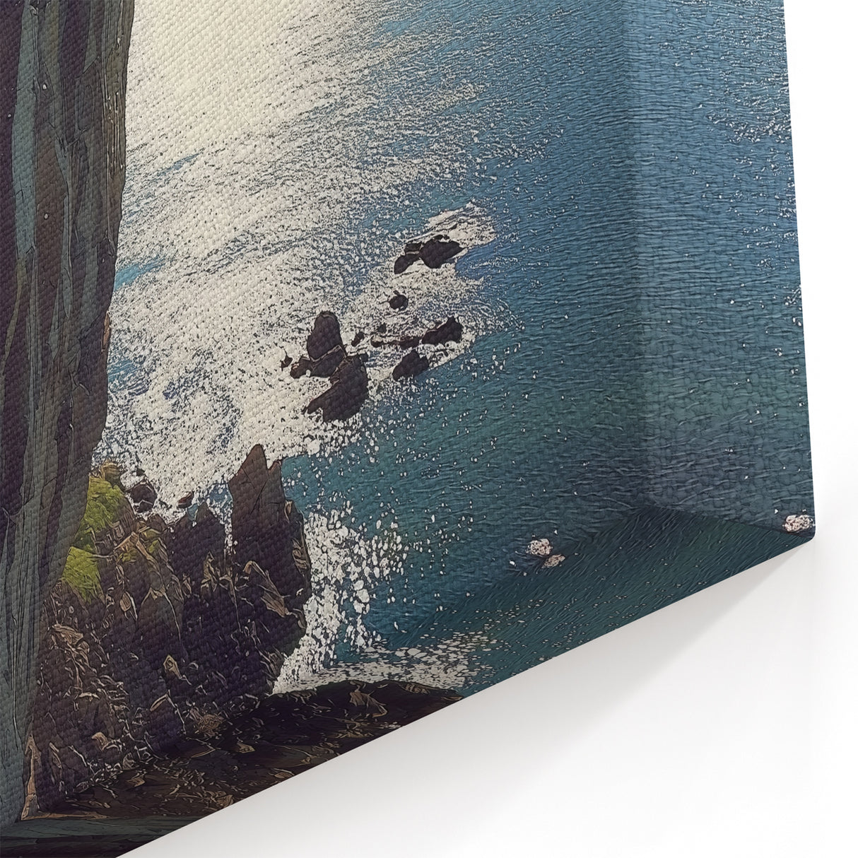 Landscape Art Cliffs - Scenic Ocean View with Verdant Clifftop Decor