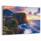 Cliffs Acrylic Glass Art - Sunset Lighthouse Coastal Wall Decor