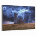 Stormy Ruins Castle Wall Art – Dramatic Lightning and Medieval Charm