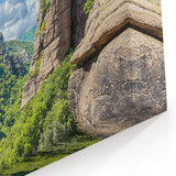 Cliffs Canvas Art - Lush Canyon and Blue Sky Wall Decor