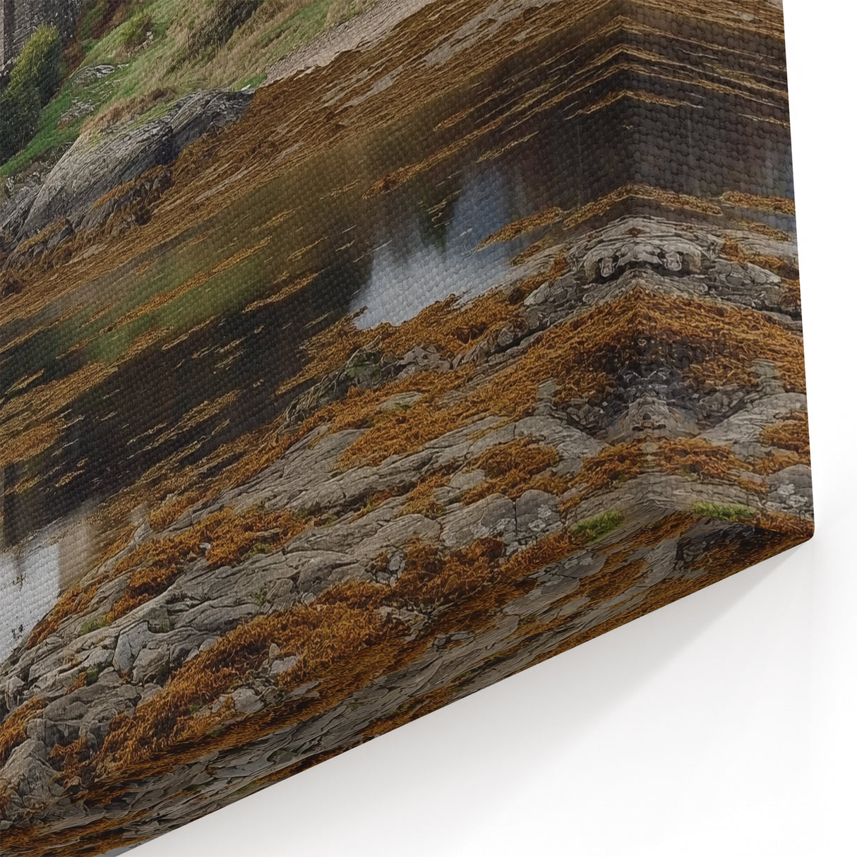 Stone Castle and Bridge Wall Art – Serene Medieval Landscape Prints