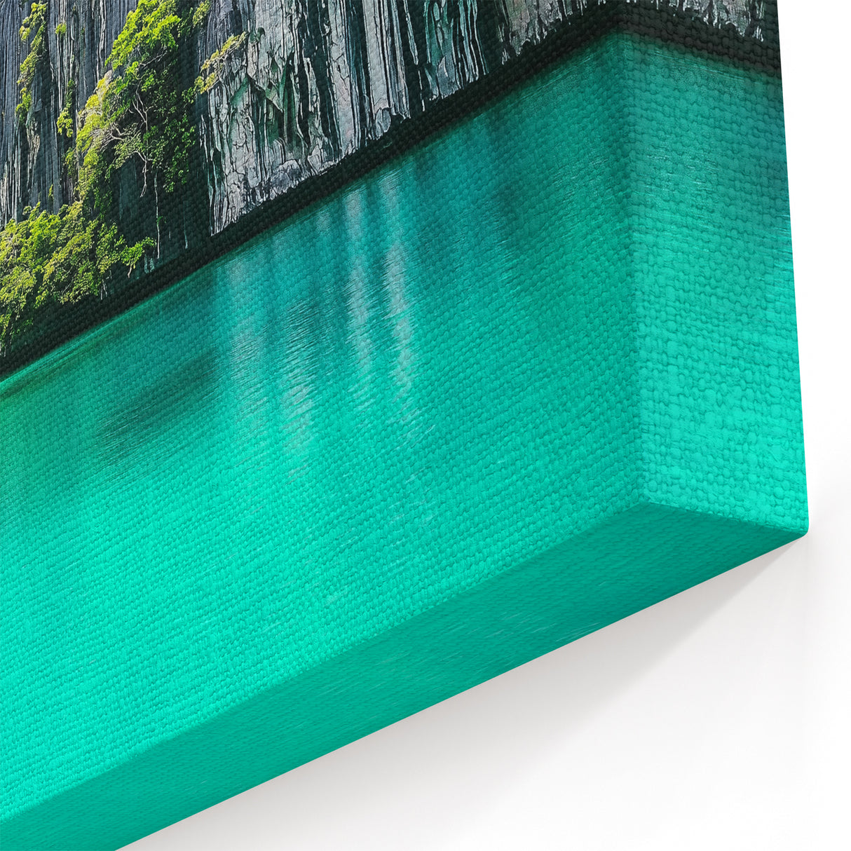 Cliffs Canvas Art - Serene Lagoon with Tropical Cliffs Wall Decor