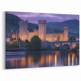 Castle by the River Wall Art – Majestic Medieval Evening Prints
