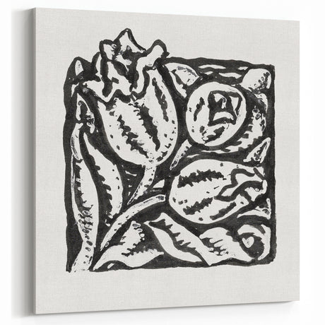 Minimalist Modern Decor – Black and White Floral Abstract Art
