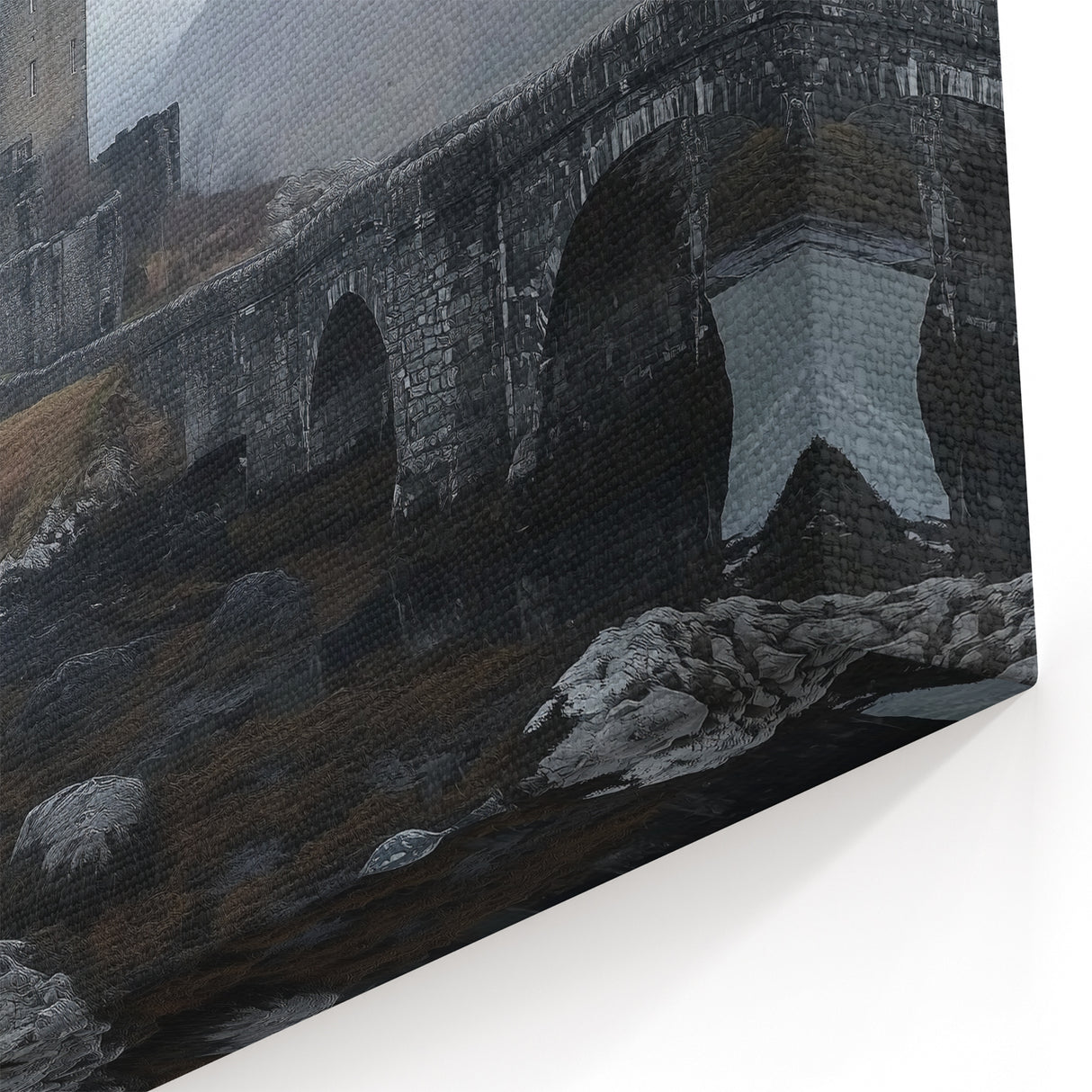 Foggy Castle Wall Art – Serene Medieval Fortress in Misty Landscape