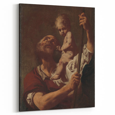 Romanticism Art: Saint Christopher with Christ - Classic Romantic Painting