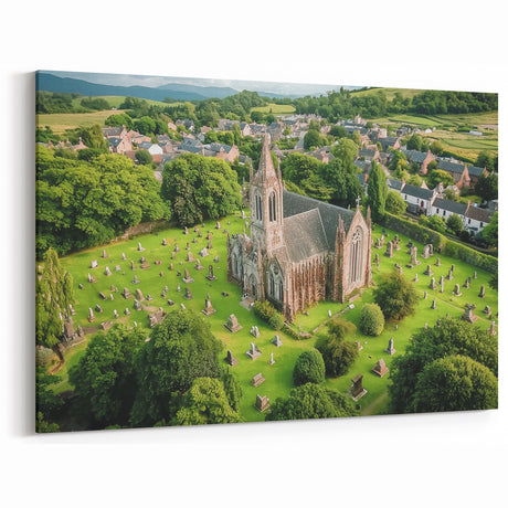 Historic Cathedral Prints – Serene Church in Verdant Countryside Setting