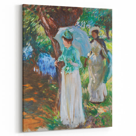 Romanticism Art: Two Girls with Parasols - Vibrant Painting by Sargent