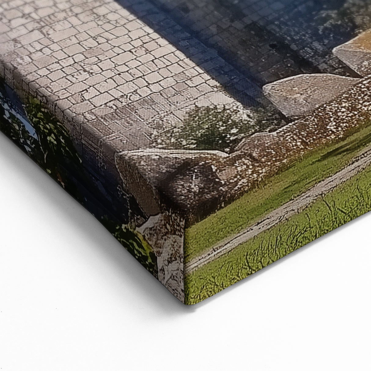 Medieval Castle Art – Towering Fortress Under Blue Skies