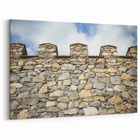 Historic Castle Wall Prints - Stone Fortification Under Blue Sky