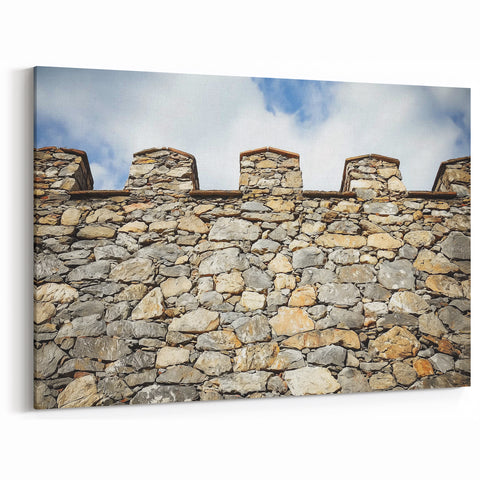 Historic Castle Wall Prints - Stone Fortification Under Blue Sky