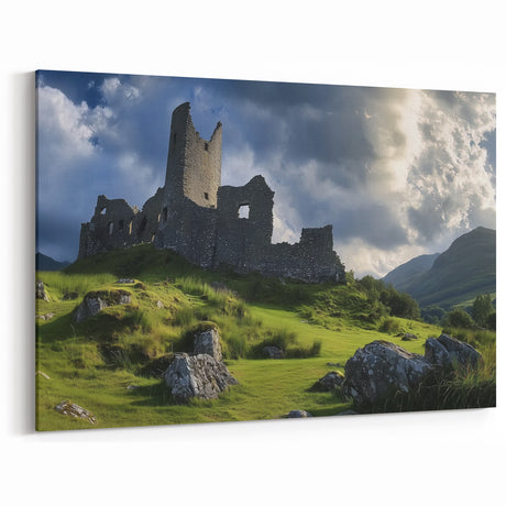 Castle Landscape Prints - Ruined Tower on Rolling Green Hills