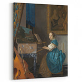 Baroque Art Print - Elegant Rococo Style Portrait of Woman Playing Piano
