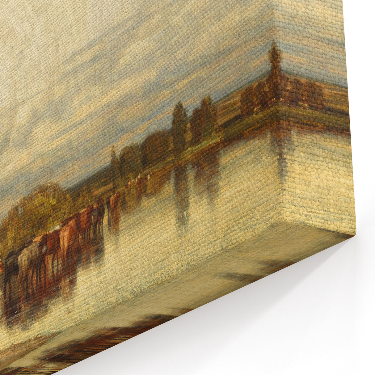 Romanticism Art: Cows Crossing a Ford by Jules Dupré - Classic Print