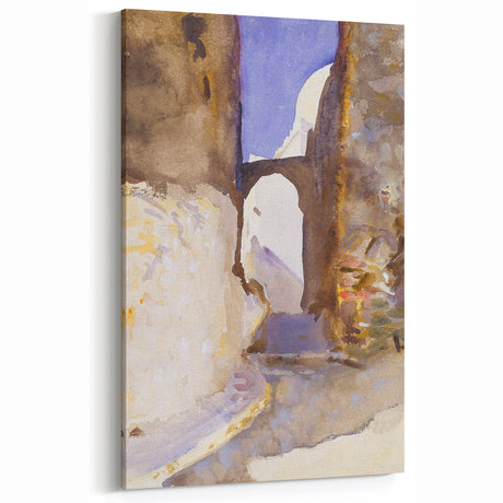 Romanticism Art: Street in Tangier by Sargent - Exotic Scenic Canvas