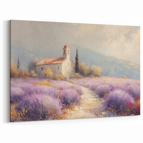 Pastoral Countryside Wall Art - Lavender Fields Rustic Landscape