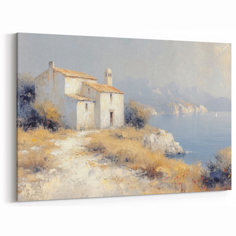 Coastal Countryside Wall Art - Rustic Chapel by Tranquil Waters