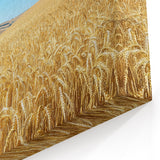 Rural Landscape Canvas - Golden Wheat Field and Bright Blue Sky