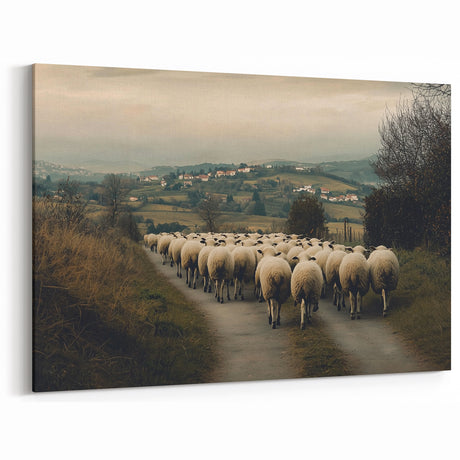 Scenic Countryside Prints - Herd of Sheep on Rustic Pathway