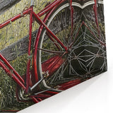 Rustic Farmhouse Decor - Red Bicycle in a Scenic Countryside Field