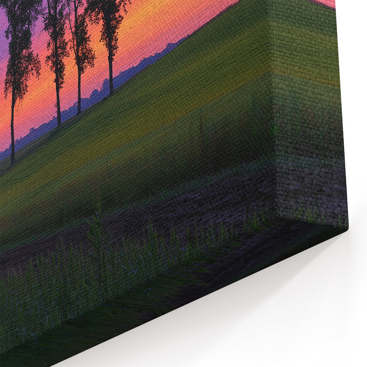 Scenic Countryside Prints - Sunset Over Tree Line in Open Fields