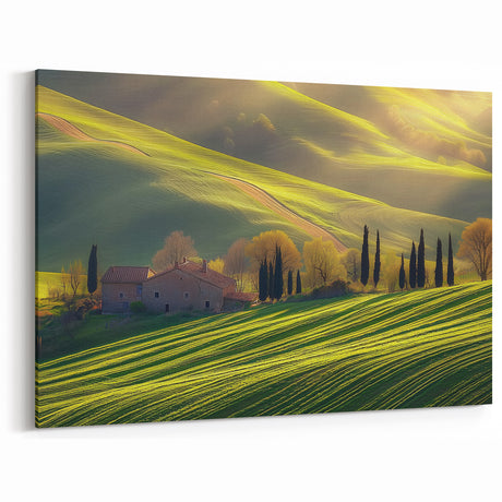 Rustic Farmhouse Decor - Tuscan Countryside Rolling Hills Artwork