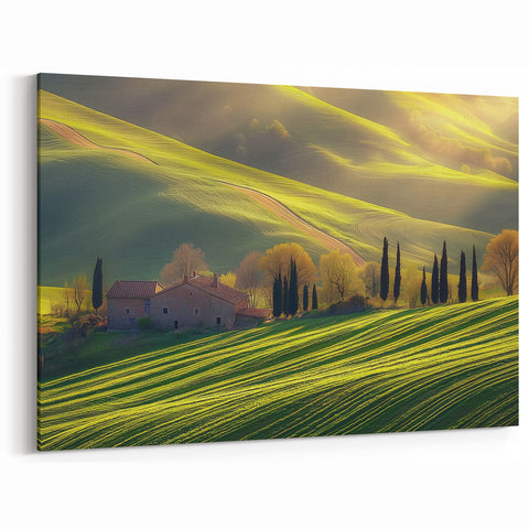 Rustic Farmhouse Decor - Tuscan Countryside Rolling Hills Artwork
