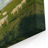 Scenic Countryside Prints - Peaceful Cows Grazing on Green Hills