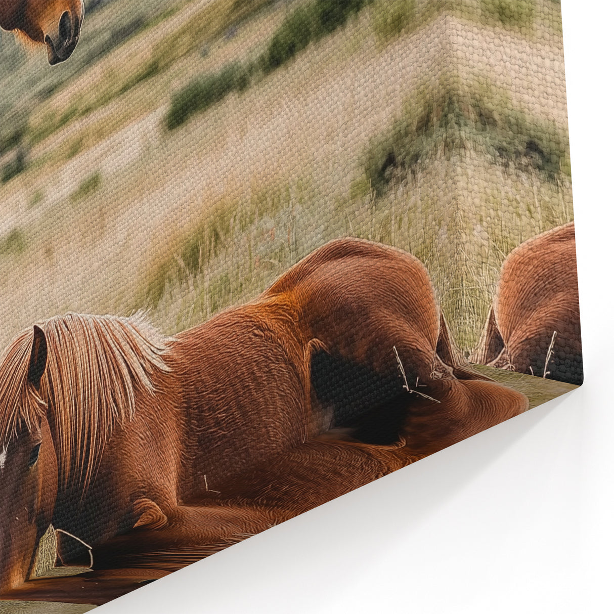 Peaceful Horses Countryside Wall Art - Scenic Rural Landscape Canvas