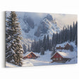 Snowy Mountain Village Countryside Wall Art - Winter Landscape Canvas
