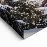 Snowy Mountain Village Countryside Wall Art - Winter Landscape Canvas