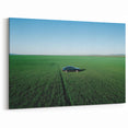 Car in Green Field Countryside Wall Art - Minimalist Rural Landscape Canvas