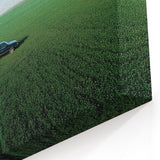 Car in Green Field Countryside Wall Art - Minimalist Rural Landscape Canvas